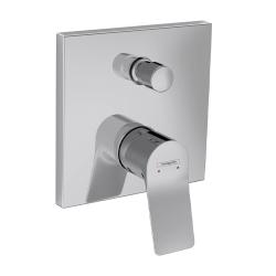 Смеситель для ванны Hansgrohe Vivenis скрытого монтажа, настенный/встраиваемый, однорычажный, квадратный, латунный, без излива, керамический, цвет хром, без душевого шланга/лейки, со встроенной защитной комбинацией EN1717