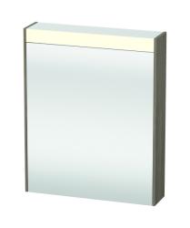 Зеркальный шкаф Duravit Brioso, 62х76х14,8 см, подвесной, цвет: дуб терра, зеркало с подсветкой LED/ЛЭД, выключатель/розетка, с 1 распашной дверцей/одностворчатый, 2 стеклянные полки, прямоугольный, левый