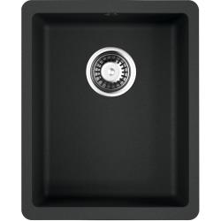 Мойка кухонная Omoikiri Kata 34-U-BL, 42х34 см, врезная, из искусственного гранита (Artgranit), прямоугольная, цвет черный, без отверстия под смеситель, без крыла, слив-перелив, врезная под столещницу, для кухни