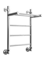 Полотенцесушитель Двин FJ 60/50, водяной (1"-1/2" К1  Полированный), с полкой, универсальное подключение, нержавеющая сталь, настенный, форма лесенка, цвет хром, к отоплению и ГВС, для отопления, обогрева в ванной