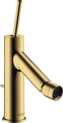 Смеситель для биде Axor Starck однорычажный, керамический, фиксированный излив, длина 11,1 см, латунь, цвет полированное золото, без шланга/лейки, узел смешивания джойстикового типа, с донным клапаном