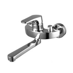 Смеситель для ванны/душа Lemark Shift, настенный, однорычажный, поворотный, длина излива 264 мм, керамический, латунь, цвет хром