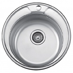 Мойка кухонная LEDEME 49x49x17 см, врезная сверху, нержавеющая сталь, круглая, цвет декор, с отверстием под смеситель, без крыла, слив-перелив