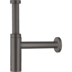 Сифон Hansgrohe Flowstar S дизайнерский, для раковины, бутылочный, G 1 ¼, гидрозатвор/мокрый затвор, горизонтальный/боковой выпуск (в стену), латунь, цвет шлифованный черный хром