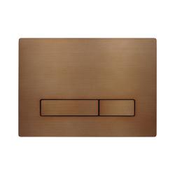 Кнопка смыва KK-POL Metal Slim прямоугольная, цвет медь, нержавеющая сталь, клавиша управления для сливного бачка, инсталляции унитаза, двойная, механическая, панель, универсальная, размер 245х175х14 мм