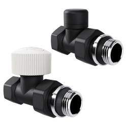 Набор термостатический Royal Thermo Design DN15 1/2" ВР-НР, М30х1,5 прямой, цвет черный матовый, для радиатора отопления, термостатический и запорный клапан, вентиль RATVDP11212BL (Роял Термо)