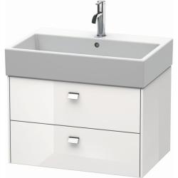 Тумба под раковину Duravit Brioso, 68,4х45,9х44,2 см, подвесная, 2 выдвижных ящика, ДСП, цвет: белый глянец/хром, шкафчик навесной, механизм доводчика, прямоугольная, правая/левая, в ванную комнату