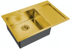 Мойка кухонная ZorG St Hammer SH, 78х51х20 см, нержавеющая сталь, прямоугольная, цвет: бронза, с отверстием под смеситель, с крылом, левая/левосторонняя, слив-перелив, врезная