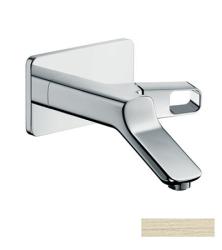 Смеситель для раковины Axor Urquiola, однорычажный, настенный/встраиваемый, скрытого монтажа, фиксированный излив, длина излива 20 см, керамический, латунь, цвет шлифованный никель, незапираемый сливной набор