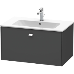 Тумба под раковину Duravit Brioso, 62х47,9х45 см, подвесная, 1 выдвижной ящик, ДСП, цвет: графит матовый/хром, шкафчик навесной, механизм доводчика, прямоугольная, правая/левая, в ванную комнату