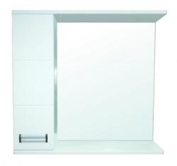 Зеркальный шкаф Loranto Дина 75, 75х70 см, подвесной, цвет белый, зеркало, с 1 распашной дверцей, прямоугольный, левый, левосторонний