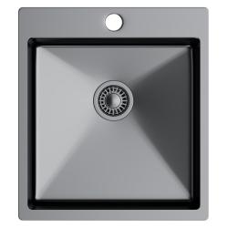 Мойка 505х450 см TopZero серия TNL/Color X, цвет титан, врезной прямой, вровень со столешницей, из нержавеющей стали, матовая, прямоугольная, отверстие под смеситель, слив-перелив, для кухни