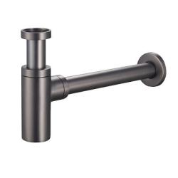 Сифон для раковины Raglo R600.20.09, бутылочный, без выпуска, 1 1/4" горизонтальный/боковой выпуск (в стену), латунь, цвет графит, для раковины/умывальника 