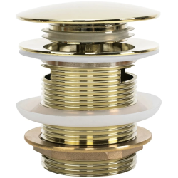 Донный клапан Rea для ванны, универсальный, клик-клак/click-clack, цвет: золото, латунный, круглый, для ванны, с переливным отверстием/без переливного отверстия