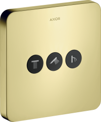 Вентиль Axor ShowerSelect softsquare запорный/переключающий, для 3 потребителей, скрытого монтажа, настенный, 17х17 см, квадратный, латунь, цвет: полированная медь, встраеваемый/встроенный, для ванны/душа