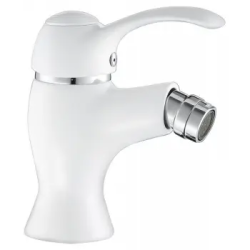 Смеситель для биде Cezares Lira, однорычажный, низкий, длина излива 89 мм, неповоротный, керамический, латунь, цвет белый матовый/хром, без донного клапана