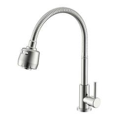 Смеситель для кухни/мойки Splenka S249.482.05 моно, поворотный/гибкий излив, керамический, длина излива 201 мм, нержавеющая сталь, цвет сатин
