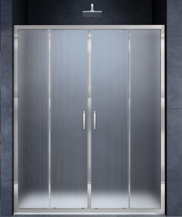 Душевая дверь Vincea Alpha  180х190 см, текстурное стекло, профиль хром, левое/правое, плоская/в нишу, две двери раздвижные