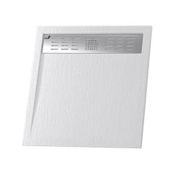 Душевой поддон RGW Stone Tray STM-W, 80х80х2,5 см, квадратный, из искусственного камня, низкий, цвет: белый, с антискользящим рельефным покрытием, с бортиком