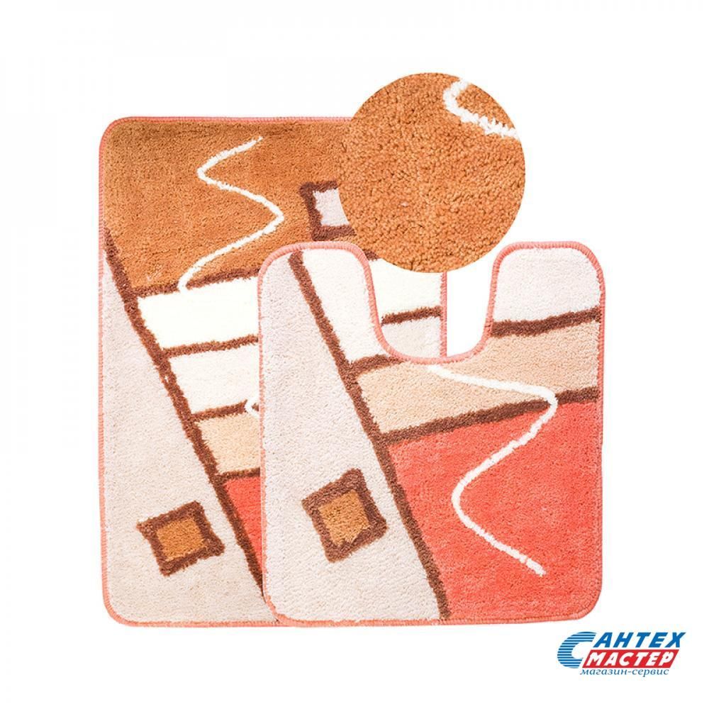 Набор 2 коврика для ванны АкваЛиния 50х80 акрил бежевый полоска 28