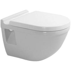 Унитаз Starck 3  54х36х36,5 см, подвесной, цвет белый, санфарфор, овальный, горизонтальный (прямой) выпуск, под скрытый бачок, ободковый, без сиденья, для туалета/ванной комнаты