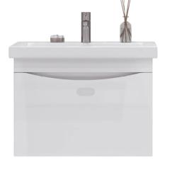 Тумба под раковину Velvex Vizo 60.1Y, 560х432х409 мм подвесная, цвет белый глянец, 1 выдвижной ящик, подходит раковина Como 60, универсальная, в ванную комнату