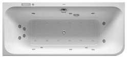 Ванна Duravit Happy D.2 170х70 см гидромассажная, встраиваемая, акриловая, цвет: белый, с ножками/сливом-переливом, без фронтальной панели, прямоугольная, с системой гидромассажа Combi-System E, c наклоном для спины справа, правая