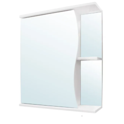 Зеркальный шкаф GRADEONIKA "Клио 500", 50х15х70 см, без подсветки, подвесной, цвет белый, зеркало, открытые полки, прямоугольный, правый, правосторонний