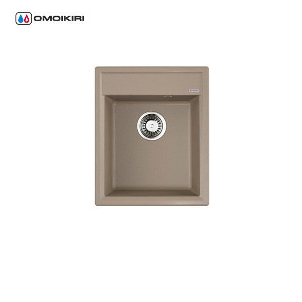 Мойка Omoikiri Daisen 42-CA Artgranit, 42х51 см, врезная, из искусственного камня, прямоугольная, цвет карамель, без отверстия под смеситель, слив-перелив, для кухни, прямая, встроенная