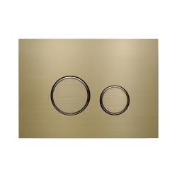 Кнопка смыва KK-POL Aquafiori Sfera прямоугольная, цвет шампань, нержавеющая сталь, клавиша управления для сливного бачка, инсталляции унитаза, двойная, механическая, панель, универсальная, размер 245х175х14 мм