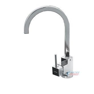 Смеситель для кухни/мойки Alveus Lago однорычажный, поворотный, керамический, с высоким изливом, длина 198 мм, поворотный, латунь, цвет хром