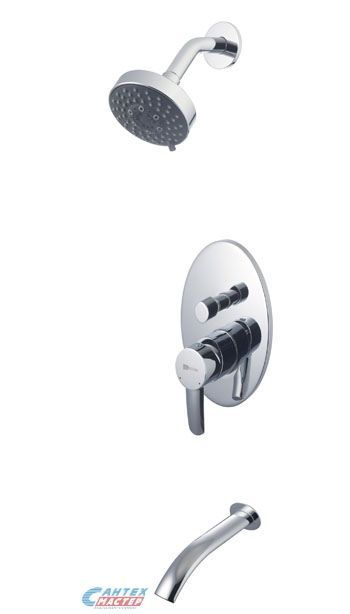 Смеситель для ванны Lemark Atlantiss встраиваемый с 5-функциональной лейкой хром LM3221C