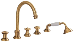 Смеситель для ванны/душа Cezares Aphrodite, на борт ванны, двухвентильный, неповоротный, длина 155 мм, керамический, латунь, цвет бронза