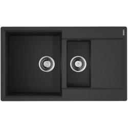 Мойка кухонная Omoikiri Daisen 86-2-BL, две чаши, 51х86 см, врезная, из искусственного гранита (Artgranit), прямоугольная, цвет черный, без отверстия под смеситель, с крылом, оборачиваемая, слив-перелив, врезная в столещницу, для кухни