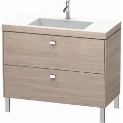 Тумба c раковиной Duravit Brioso, 100х48х61,3 см, подвесная, 2 выдвижных ящика, ДСП, цвет: сосна серебристая/хром /Vero Air, мебельная, прямоугольная, цвет белый, фарфоровая, с площадкой под смеситель, без перелива