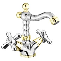 Смеситель для биде Webert Armony, для унитаза/биде, двухвентильный, неповоротный, длина 119 мм, латунь, цвет хром/золото