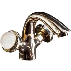 Смеситель для раковины/умывальника Boheme Satine, двухвентильный, неповоротный, керамический, длина излива 116 мм, латунь, цвет золото