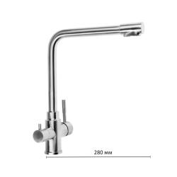 Смеситель для кухни/мойки Accoona, с подключением к фильтру с питьевой водой, однорычажный, поворотный, керамический, длина излива 247 мм, нержавеющая сталь, цвет нержавеющая сталь