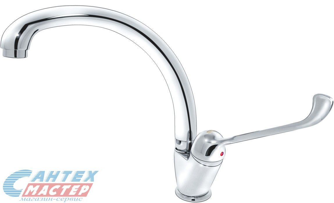 Смеситель для кухни/мойки Варион однорычажный, керамический, с поворотным изливом, длина 210 мм, латунь, цвет хром, кухонный, хромированный, вертикальный, кран, комплект, сантехника, водопроводные, размер, характеристики, высота, расстояние