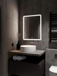 Зеркало Azario 60х80 см, с LED/ЛЕД-подсветкой, прямоугольное, выключатель сенсорный, диммер, для ванны, навесное/подвесное/настенное