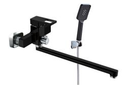 Смеситель для ванны/душа VIEIR, настенный, однорычажный, поворотный, керамический, длина излива 323 мм, латунь, цвет черный/хром