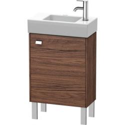 Тумба под раковину Duravit Brioso, 48,4х23,9х57 см, напольная, цвет: орех темный/хром, 1 распашная дверца/одностворчатая, стеклянная полка, ДСП, прямоугольная, правая, в ванную комнату