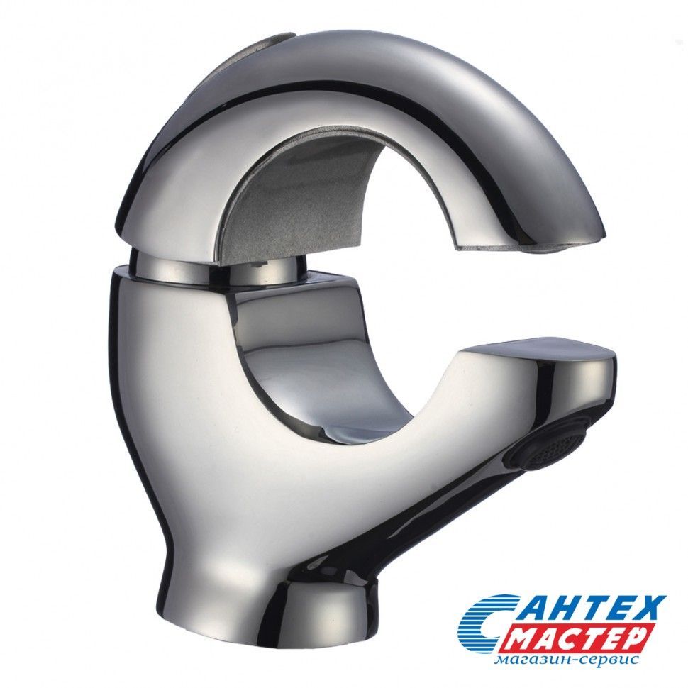 Смеситель для раковины Славен однорычажный, излив короткий, длина 90 мм, керамический, латунь, цвет хром, без донного клапана