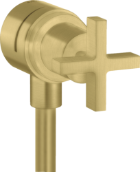 Шланговое подсоединение Axor Citterio Fixfit Stop, с запорным вентилем, с крестообразной рукояткой, размер 6 см, цвет шлифованная медь, круглое, настенное, латунное, с клапаном обратного тока, подключение для душевого шланга