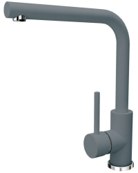 Смеситель для кухни Florentina Дельта, однорычажный, поворотный, керамический, с высоким Г-образным изливом, высота излива 27,5 см, латунь, цвет серый шелк