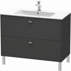 Тумба под раковину Duravit Brioso, 102х47,9х68,3 см, напольная, цвет: графит матовый/хром, 2 выдвижных ящика, ДСП, прямоугольная, левая/правая, в ванную комнату