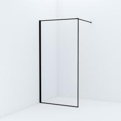 Душевая перегородка Walk-in IDDIS Slide  100х195 см, прозрачное стекло, профиль черный матовый, правая/левая, плоская (панель), из прозрачного стекла, (ограждение без поддона) стеклянное