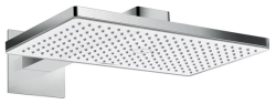 Верхний душ Hansgrohe Rainmaker Select 460 1jet EcoSmart, настенный монтаж, прямоугольный, с 1 режимом: Rain, размер 46,6х27 см, нержавеющая сталь/стекло, цвет хром/белый