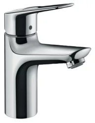 Смеситель для раковины Hansgrohe Novus Loop 100 однорычажный, фиксированный, излив короткий, длина 11,8 см, керамический, латунь, цвет хром, с донным клапаном