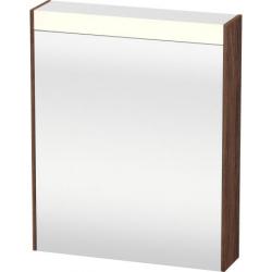 Зеркальный шкаф Duravit Brioso, 62х76х14,8 см, подвесной, цвет: орех темный, зеркало с подсветкой LED/ЛЭД, выключатель/розетка, с 1 распашной дверцей/одностворчатый, 2 стеклянные полки, прямоугольный, левый